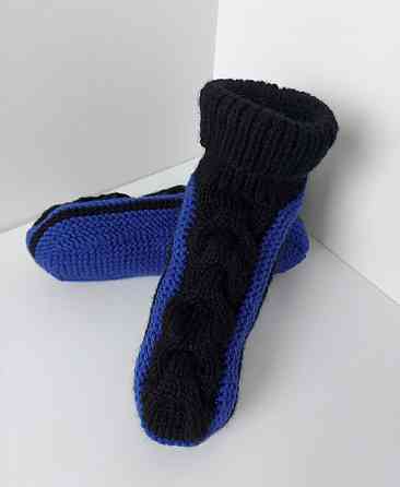 Домашние комнатные теплые тапочки , цвет синий с чёрным топ Юрма одяг Киев