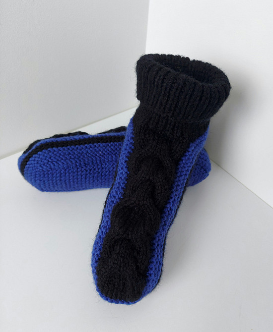 Домашние комнатные теплые тапочки , цвет синий с чёрным топ Юрма одяг Киев - изображение 3