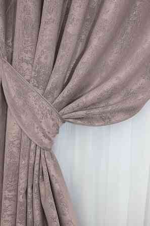 Комплект готовых штор VR-Textil Жаккард Sultan YL № 1210ш Серо-пудровый 100х270 см 2 шт (31-482) Киев