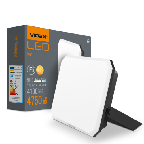 LED Прожектор 50W 5000К 220V чорний VLE-F3-0505B F3 Videx Житомир