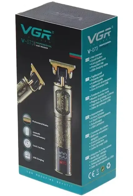 Тример VGR V-073 з LED-дисплеєм, контейнером для волосків і насадками 1–4 мм, 240 хв роботи Одеса - фото 3