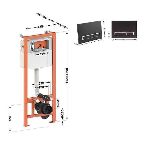 Набір інсталяція 4 в 1 Qtap Nest ST з лінійною панеллю змиву QT0133M425M08V1091MB Київ
