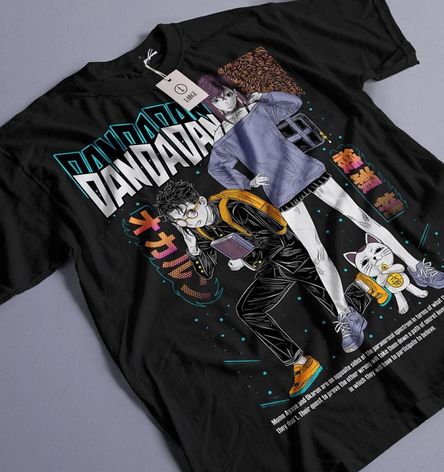 Футболка аниме Дандадан Окарун Окарун Момо оверсайз (S/M/L) Черний AnimeJ1041 Днепр - изображение 1