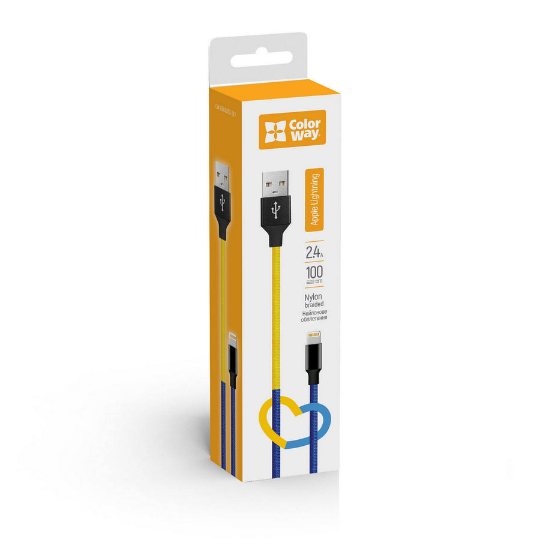Кабель USB Lightning ColorWay CW-CBUL052-BLY 2,4A 1м синій/жовтий Житомир