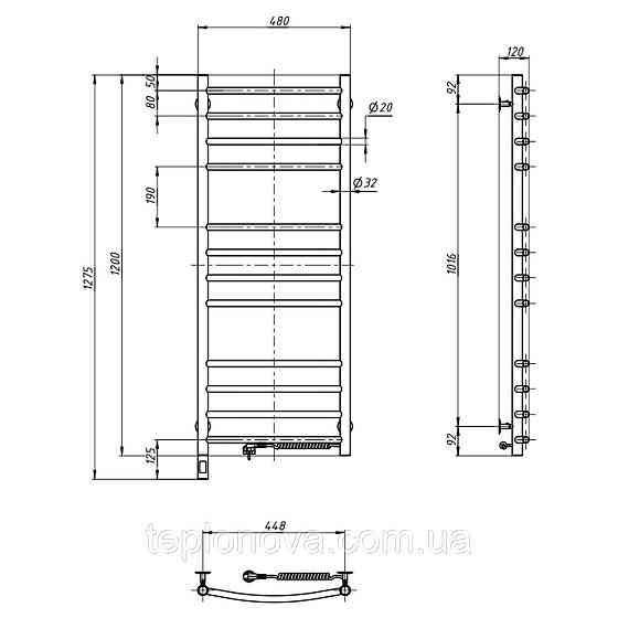 Полотенцесушитель Камелия 480х1200 Sensor правый с таймером Черновцы