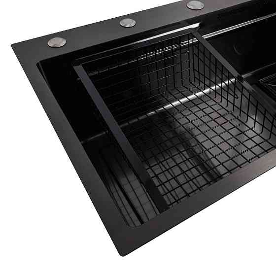 PLATINUM Кухонна мийка 75*45A PVD чорна Platinum Handmade "ВОДОСПАД" Коломыя