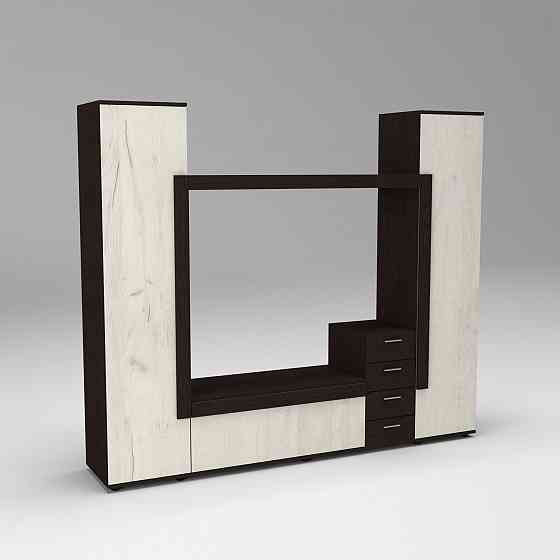 Стенка в гостиную под ТВ Эхо-2, Дуб Крафт Белый/Венге Магия, 2160х420х1850 Львов