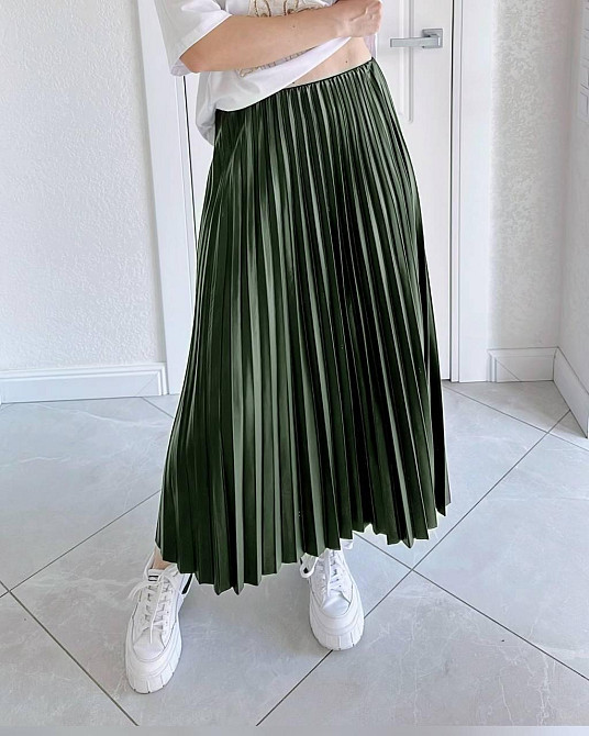 Женская классическая длинная юбка плиссе Хаки Одесса - изображение 1