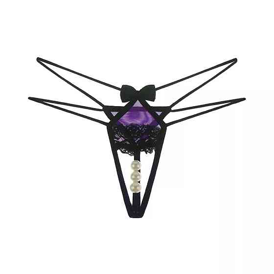 Трусики з перлами 40-44 чорно-фіолетовий Київ