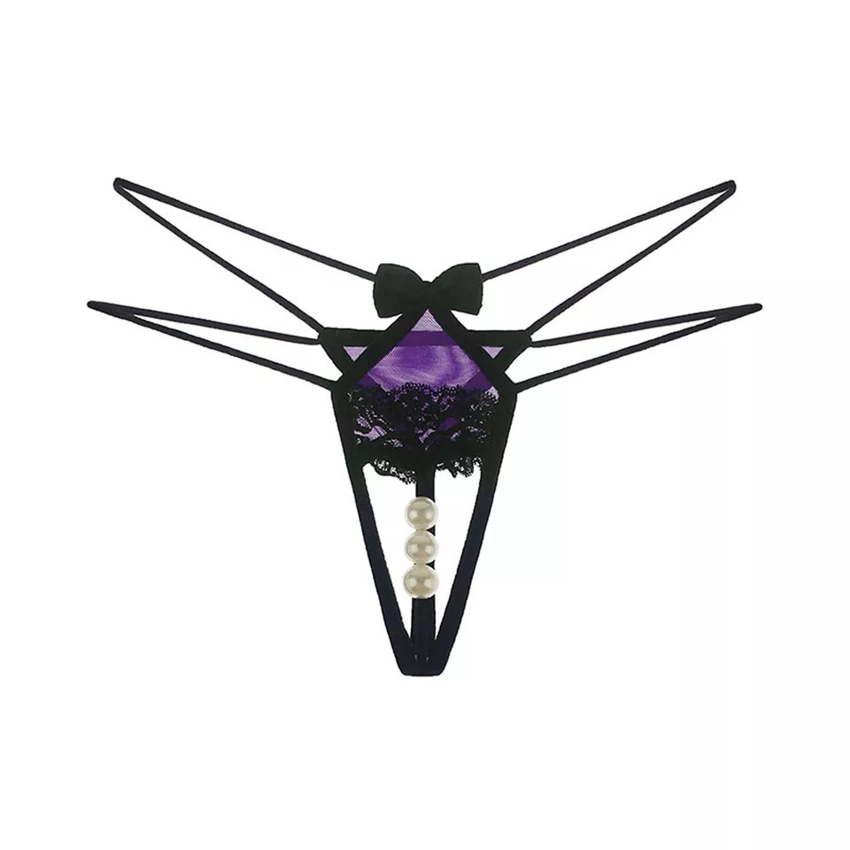 Трусики з перлами 40-44 чорно-фіолетовий Київ - фото 1