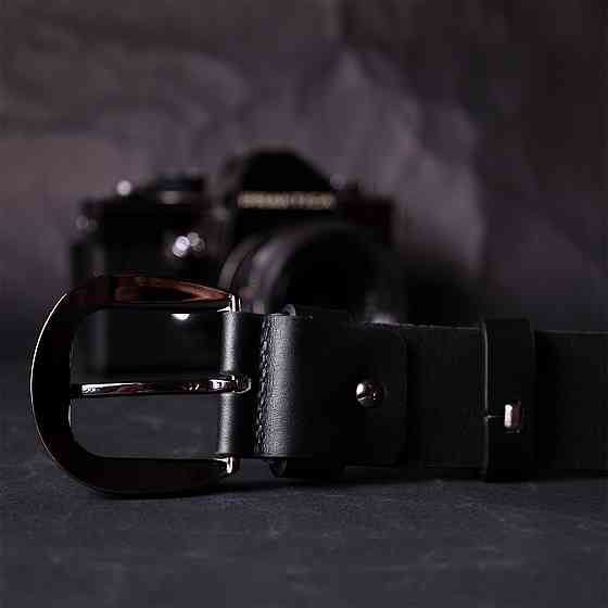 Люксовый ремень под джинсы из натуральной кожи GRANDE PELLE 11691 Черный Киев