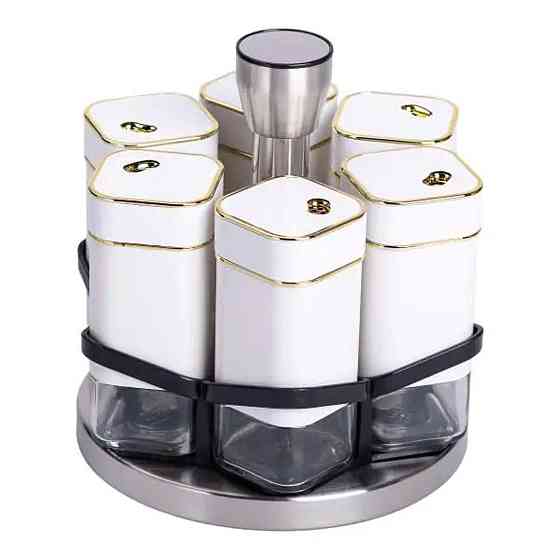 Карусель для спецій з 6 ємностями на підставці, біла Київ