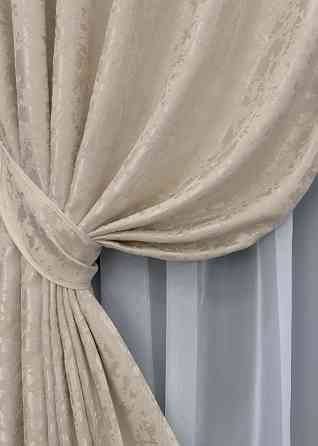 Комплект готовых штор VR-Textil Лен мрамор Pavliani VO № 1767ш бежевый 100х270 см 2 шт (31-808) Киев