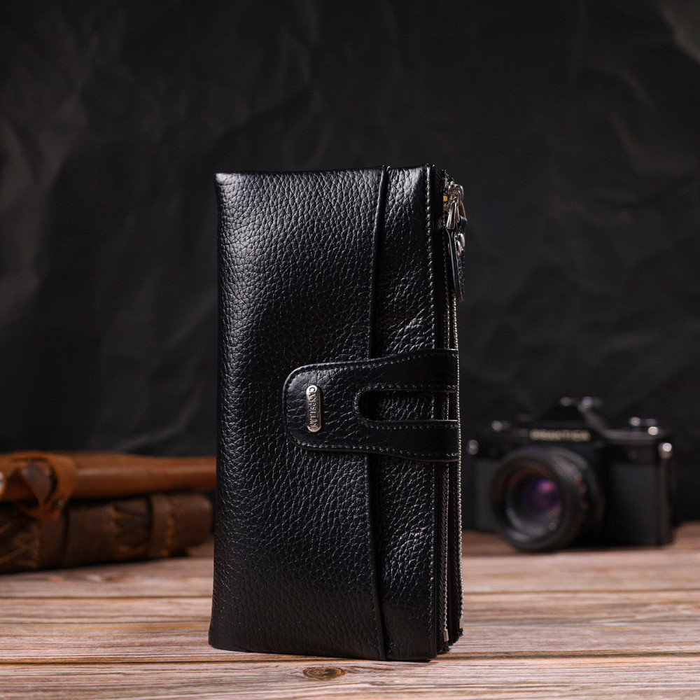 Классический женский кошелек с удобным функционалом из натуральной кожи CANPELLINI 21717 Черный Киев - изображение 8