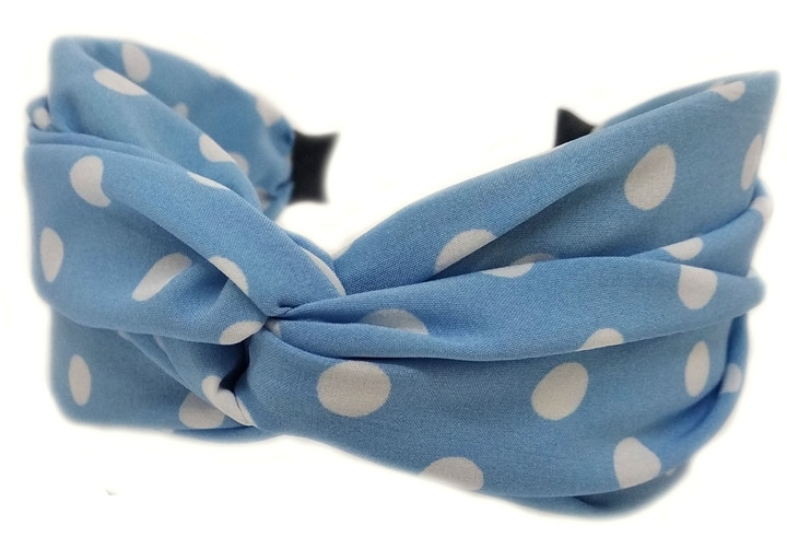 Женский обруч для волос голубой в горох Киев - изображение 1