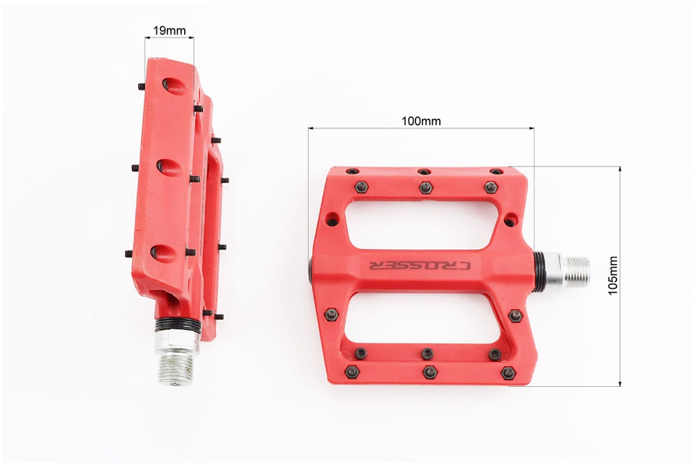 Педалі MTB широкі 9/16" (100x105x19mm) армопластик, пром-підшипник (6*13*5). червоні HF-633 Київ - фото 2