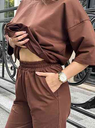 Спортивный костюм женский футболка и штаны джогеры Коричневый XS-S Харьков