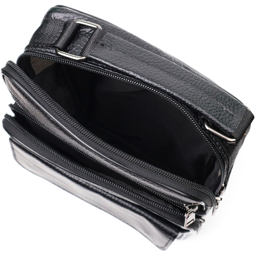 Интересная вертикальная мужская сумка из натуральной кожи Vintage 21953 Черная Киев - изображение 6