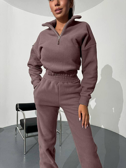 Женский теплый прогулочный костюм двойка: кофта и брюки двусторонний флис Мокко, 42/44 Одесса - изображение 5