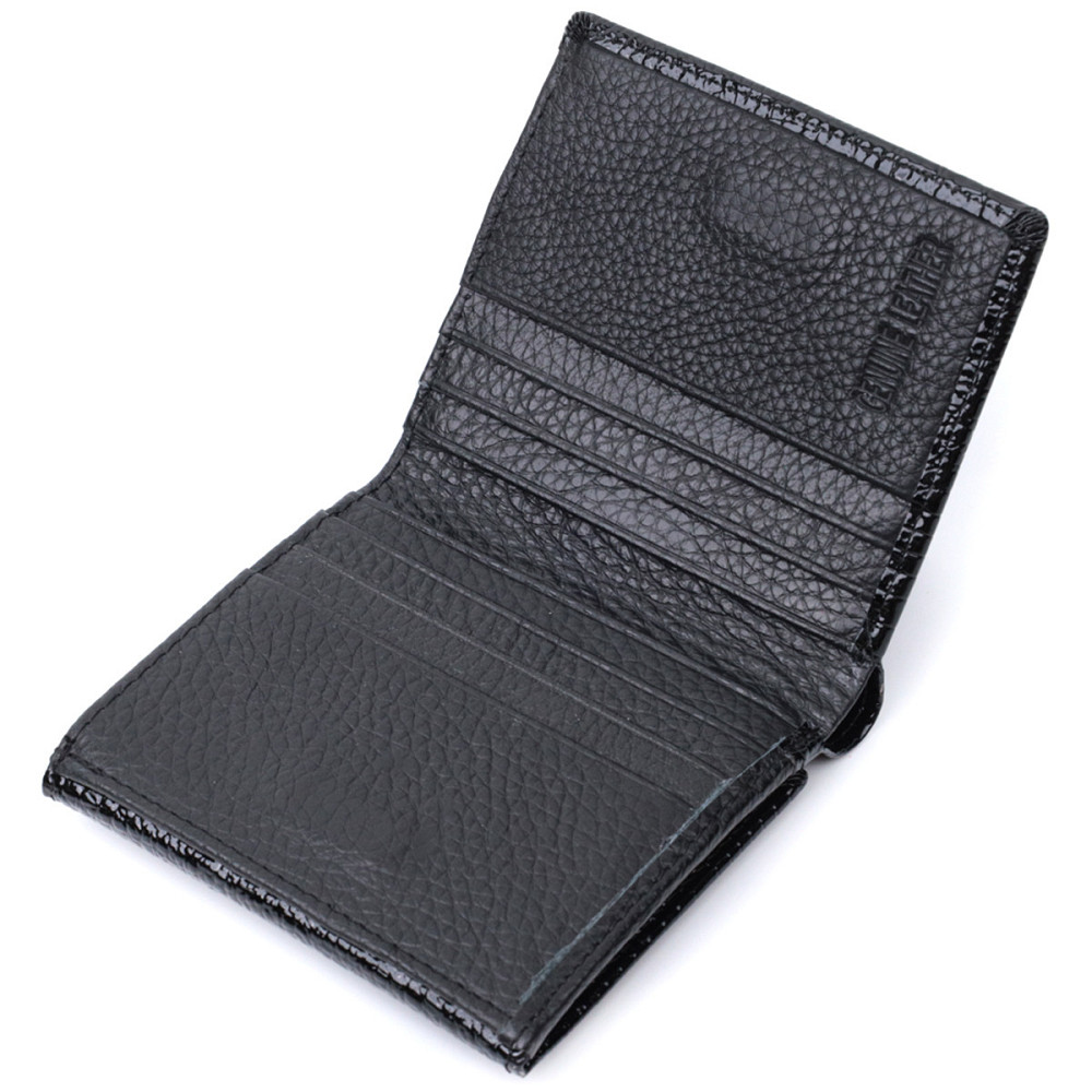 Женский компактный кошелек из натуральной лакированной кожи Черный (ST Leather) Киев - изображение 10