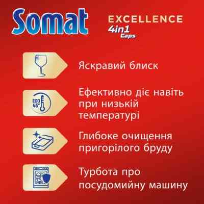 Таблетки для посудомоечных машин Somat Excellence 60 шт. (9000101808087) Винница