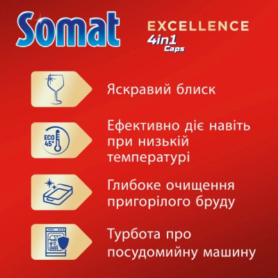 Таблетки для посудомоечных машин Somat Excellence 60 шт. (9000101808087) Винница - изображение 2
