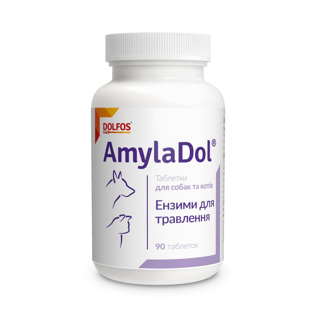 Дополнительный корм для собак и кошек АмилаДол (AmylaDol) 90 таблеток Дольфос (DOLFOS) для поджелудочной Винница - изображение 2