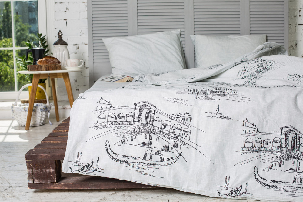 Комплект постільної білизни Ecotton Євро 210х220 см сірий Місто Grey Коломия - фото 6