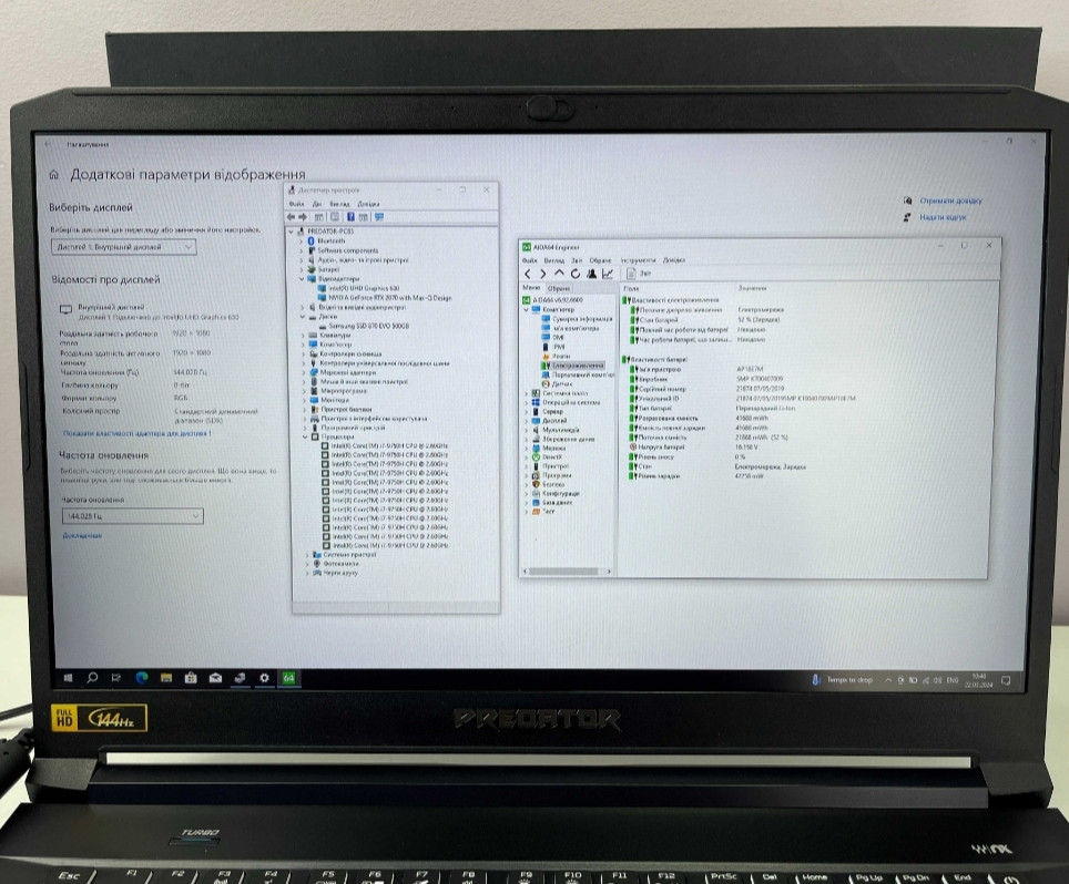 Ноутбук: Acer Predator 17.3" 144Hz.RTX 2070 8Gb i7-9750H RAM 16 SSD 512Gb. Харків - фото 8