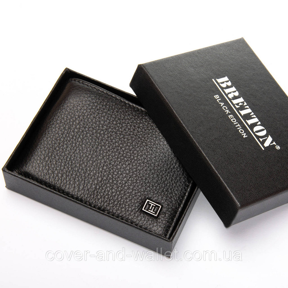Маленький чоловічий гаманець затискач на багато карток чорного кольору Bretton Київ - фото 7
