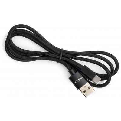 Дата кабель USB 2.0 AM to Type-C 1m nylon black Vinga (VCPDCTCNB1BK) Винница