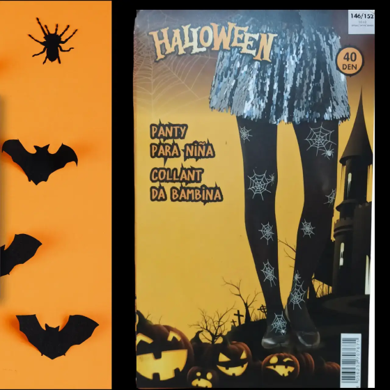 Дитячі колготки паутинка з павуками на Хелловін 40 den 146-152 на 10-12 років чорний Київ