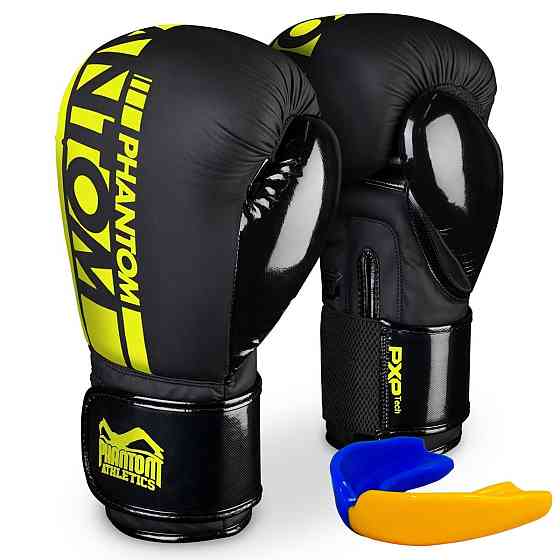 Боксерські рукавиці Phantom APEX Elastic Neon Black/Yellow 16 унцій Луцк