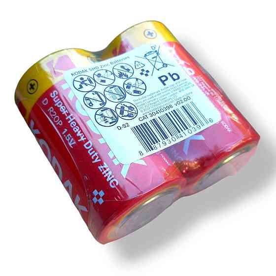 Батарейка KODAK R20 D 1.5V — сольова велика пальчикова батарейка для техніки, 1 штука Харків