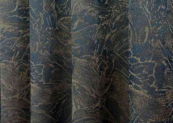 Комплект коротких штор VR-Textil Жаккард Fantasy № 1634ш Синий с золотистым 140х170 см 2 шт (35-0287) Киев