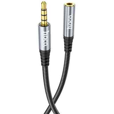 Кабель мультимедійний 3.5mm M to 3.5mm F 1.0m Gray HOCO (6931474762153) Вінниця
