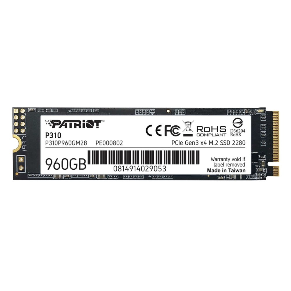 Накопичувач SSD M.2 Patriot P310 960GB NVMe 2280 PCIe 3.0x4 3D NAND TLC Київ - фото 10