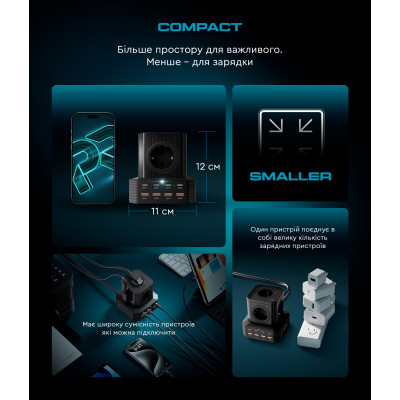 Зарядное устройство Armorstandart ARP-544 Resolute Power USB-C 100W GaN 2m Black (ARM73177) Винница - изображение 11