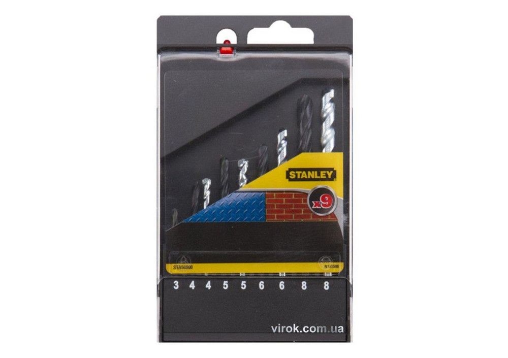Набір свердл по металу Stanley : HSS-R Ø= 3- 8 мм, 5 шт. I цегла Ø= 4- 8 мм, 4 шт.  компл. 9 шт. Одесса - изображение 1