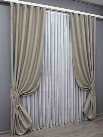 Комплект готовых штор VR-Textil Шенил однотонный № 1590ш Тауп 150х270 см 2 шт (33-0470) Киев