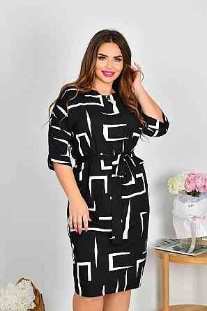 Женское легкое принтованное платье батал евро софт Черный, 52/54 Одесса