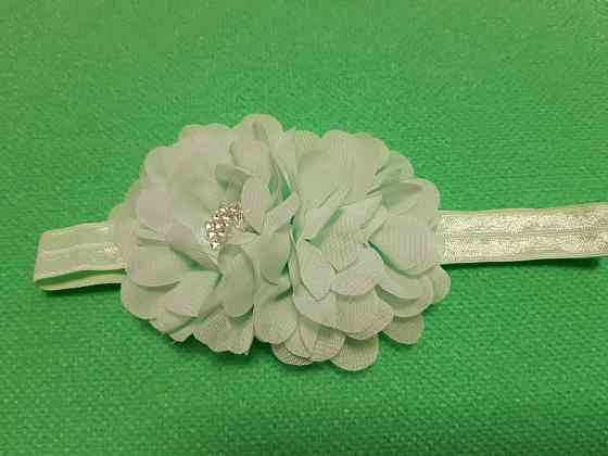 Детская ментоловая повязка с цветком - размер универсальный (на резинке), цветок 10см Киев