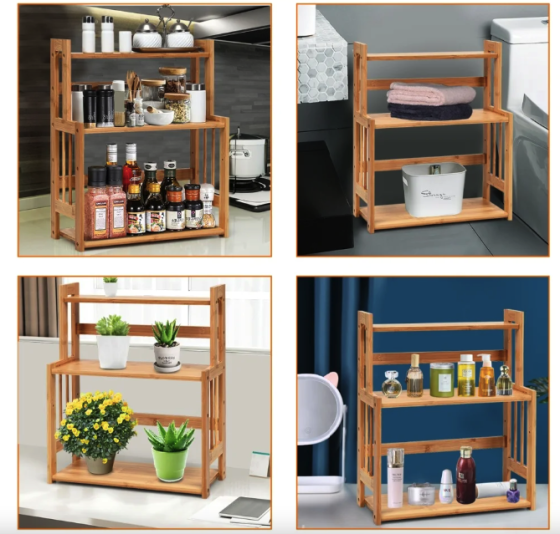 Полиця-органайзер Costway Bamboo кухонна стійка бамбук 3 полки Київ