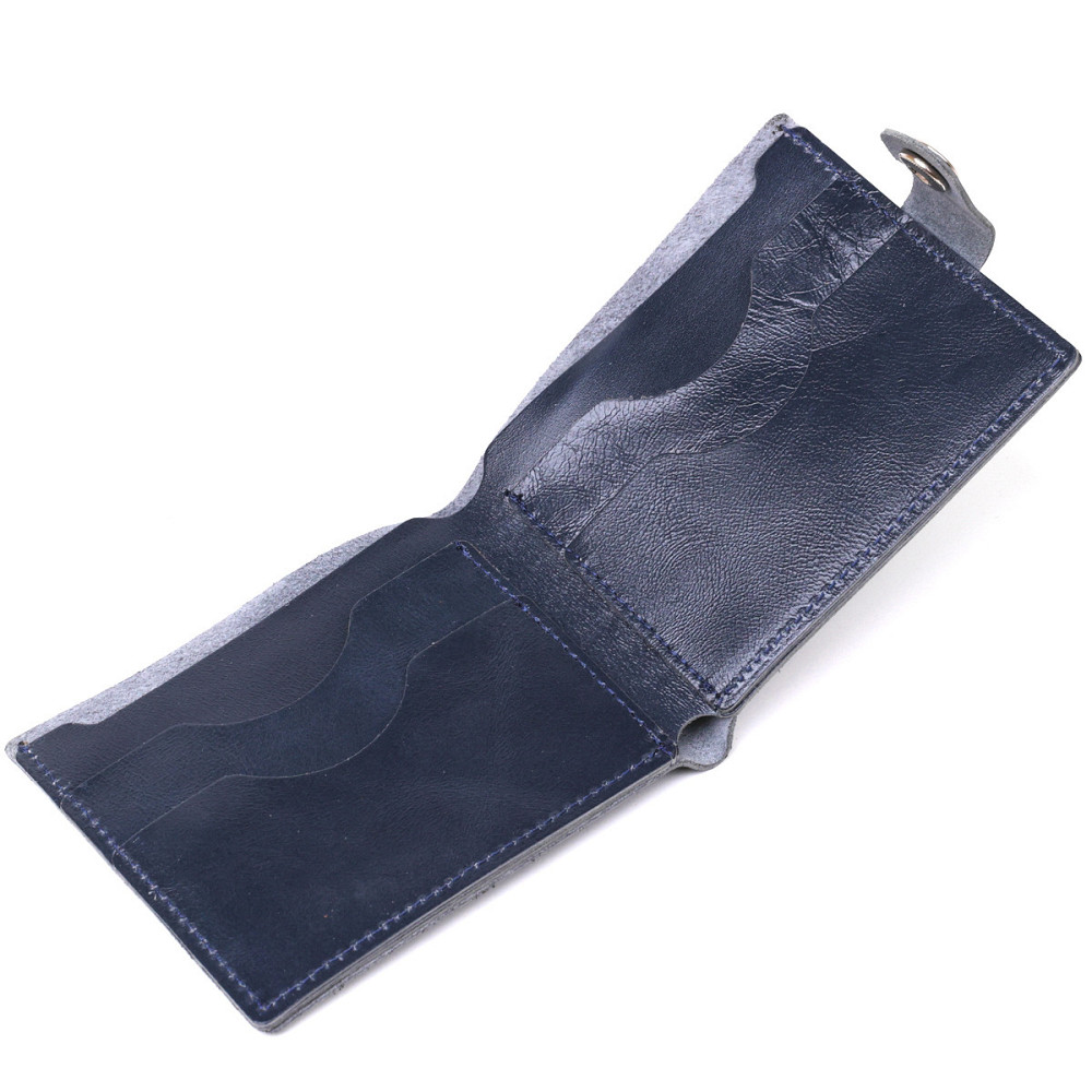 Компактное кожаное портмоне для мужчин Shvigel 16465 Синий Киев - изображение 4
