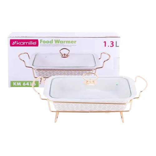 Марміт прямокутний 1,3л 30,5*19*6см кераміка скляна кришка + метал.підставка 6416 KAMILLE Житомир - изображение 8