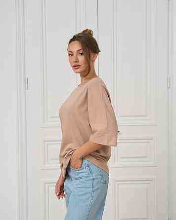 Футболка женская оверсайз круглое горло Nicoletta - Бежевая Киев