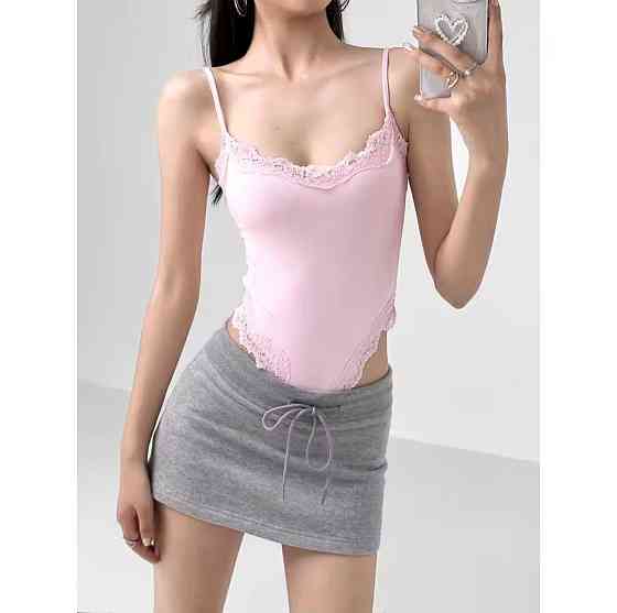 Женский романтичный боди на бретелях вискоза с кружевом Одесса