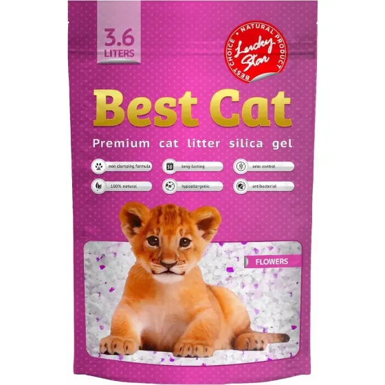 Силикагелевый наполнитель Бест Кэт Best Cat Pink Flowers для кошачьего туалета, 3.6 л (1.8 кг) Винница