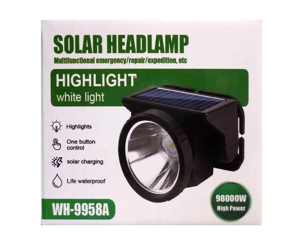 Фонарь налобный MHZ BL WH-9958A с солнечной панелью, черный Винница - изображение 4