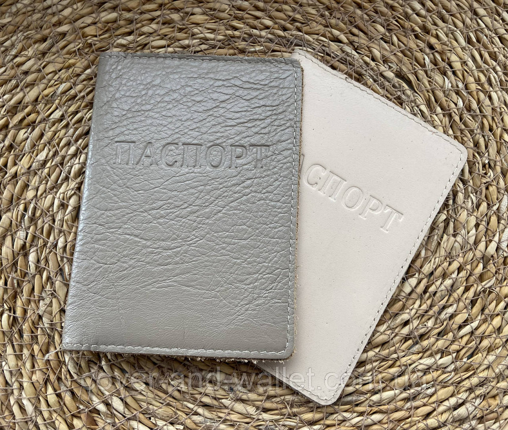 Шкіряна обкладинка на паспорт сірого кольору ST Leather Київ - фото 10